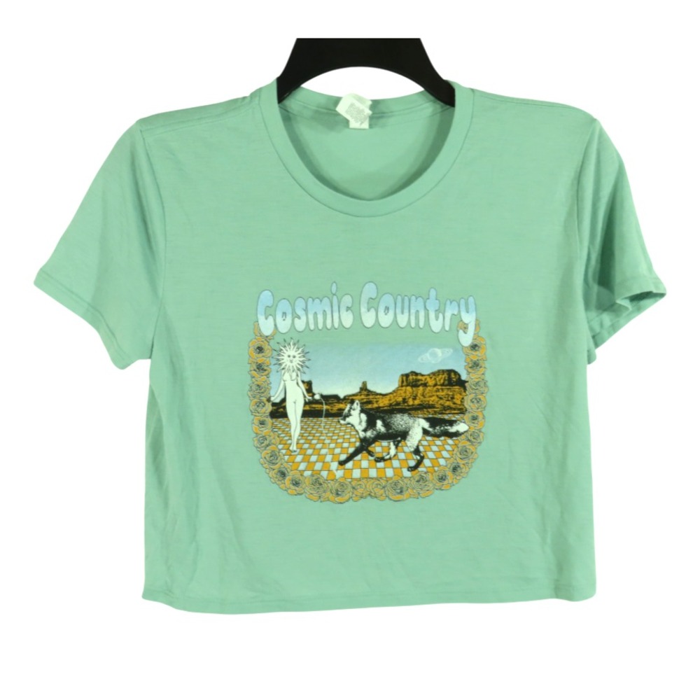COSMIC COUNTRY Cropped T-Shirt Tee Top NAKED LADY & WOLF OR FOX? Daniel Donato S